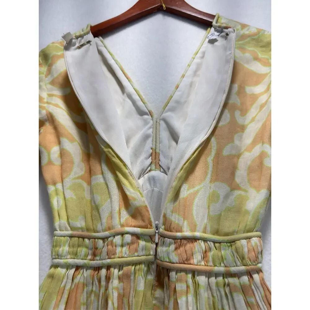 ALEXIS Capri Short Mini Dress Yellow Abstract Print 3/4 Sleeve, Size S, Rt. $598 - Picture 13 of 13